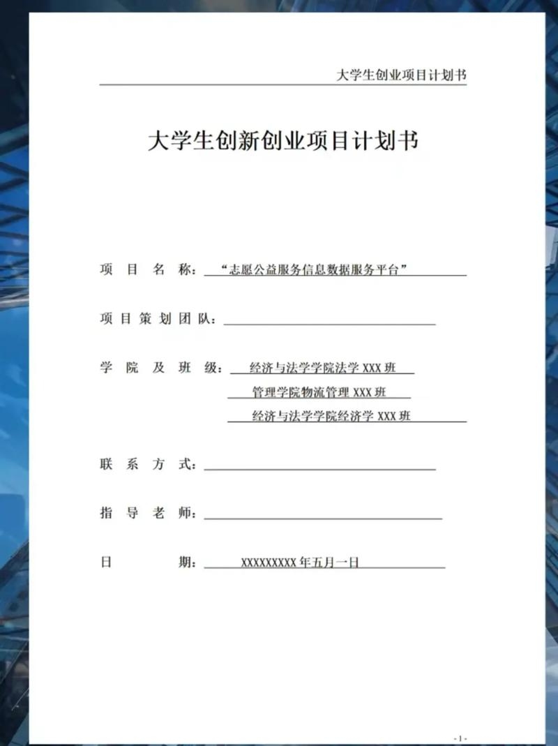 大学生创新创业项目计划书模版插图