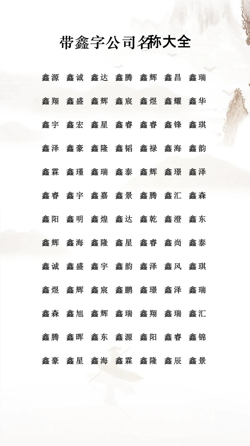 带鑫字公司名字大全集,探索与启示插图 带鑫字公司名字大全集,探索与启示插图