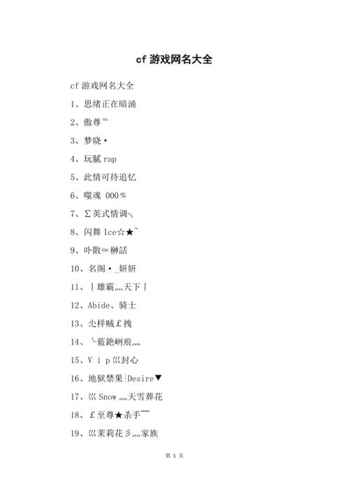 打造个性风采，CF网名大全及命名指南插图