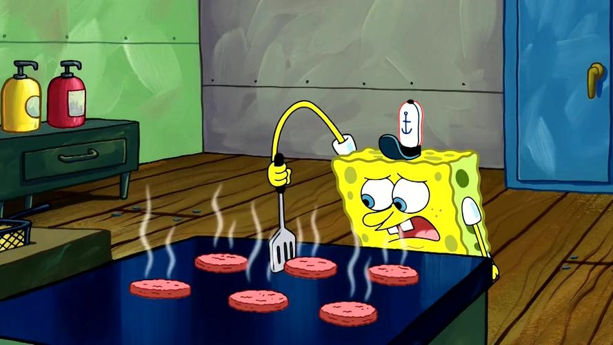 反差萌讽刺，海绵宝宝强迫症挥鸡翅女孩插图