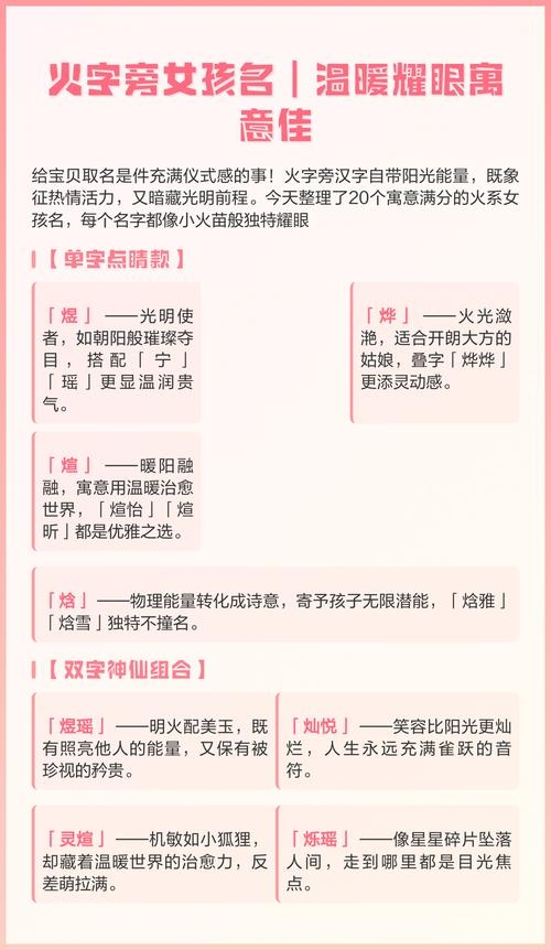 火字旁女孩名，寓意明亮热情聪明插图