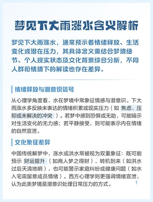 梦见下雨涨水，梦境背后的深层含义与解析插图