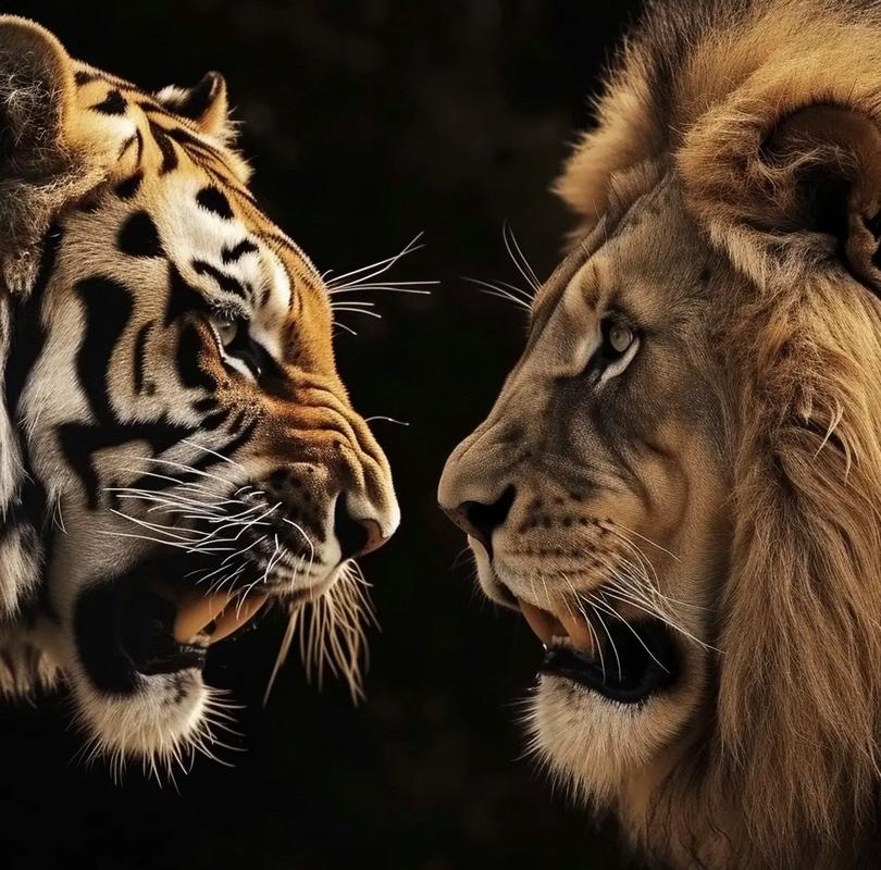 梦境中的猛兽，狮子与老虎的神秘对话插图