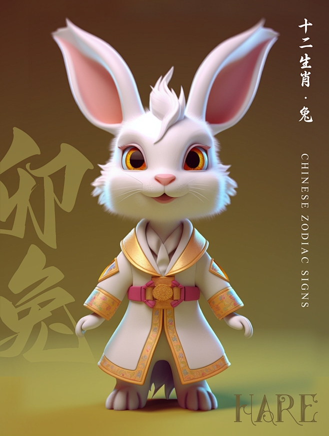 满面春风的生肖—兔插图