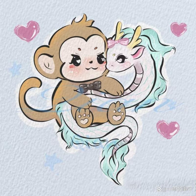 十二生肖中猴，龙与其关联复杂。插图