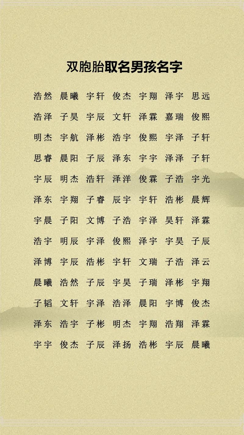 双胞胎名字推荐，嘉乔、冉轲/文歌，睿诚、景山·景峰等。插图