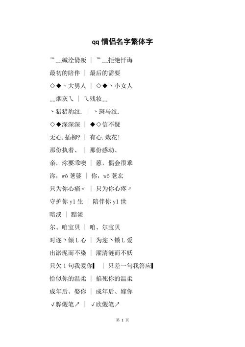 繁体情侣网名精选大全插图 繁体情侣网名精选大全插图