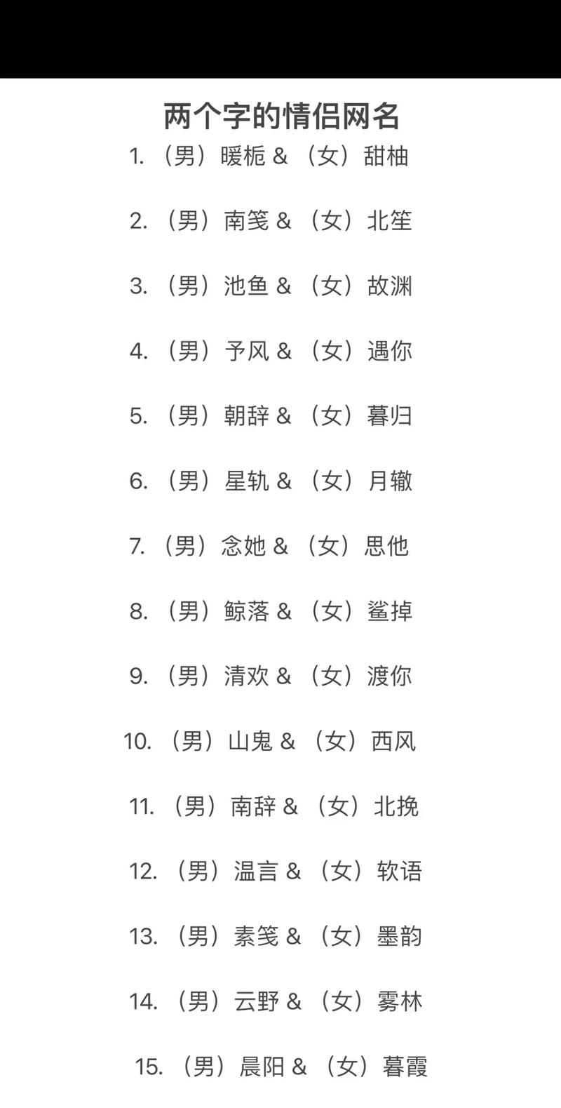 浪漫的情侣网名—两个字的力量插图