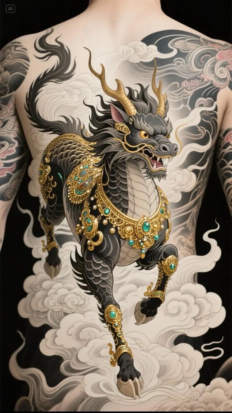 麒麟纹身图案大全，传统与现代艺术的完美结合插图