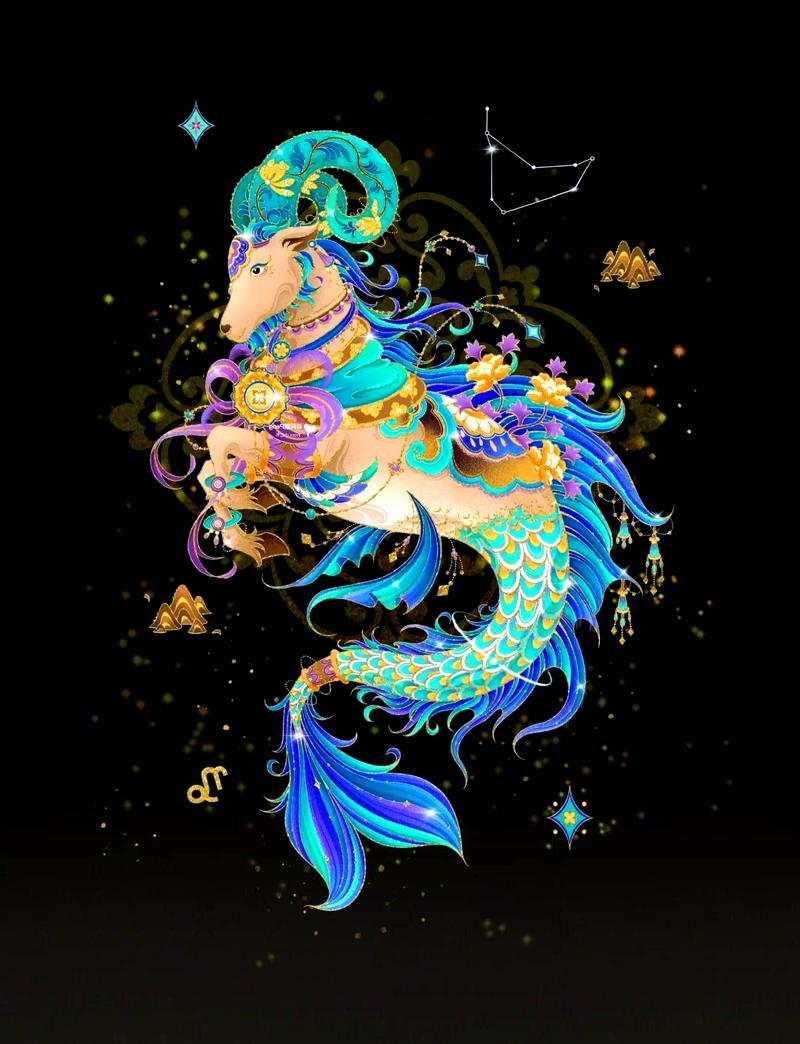 摩羯座,象征冬天的开始 。插图 摩羯座,象征冬天的开始 。插图