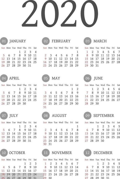 探索2020年日历表，时间之轮的新篇章插图