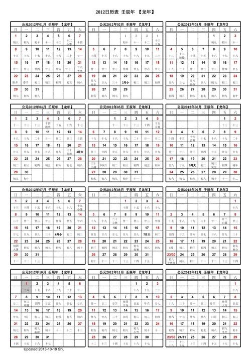 2012年日历表，回望那年的时光印记插图