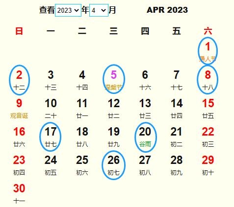 2023年4月黄道吉日查询插图