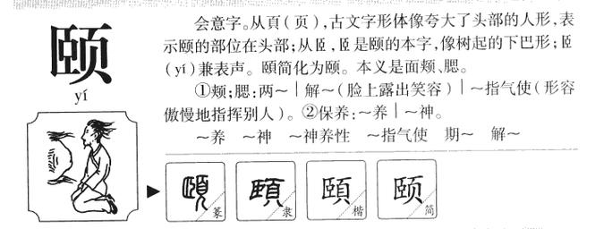 颐字相关解析及读音，颐在含义与义项，广州话音韵趣味插图