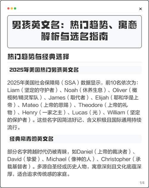 英文名字男孩，选择、意义与流行趋势插图