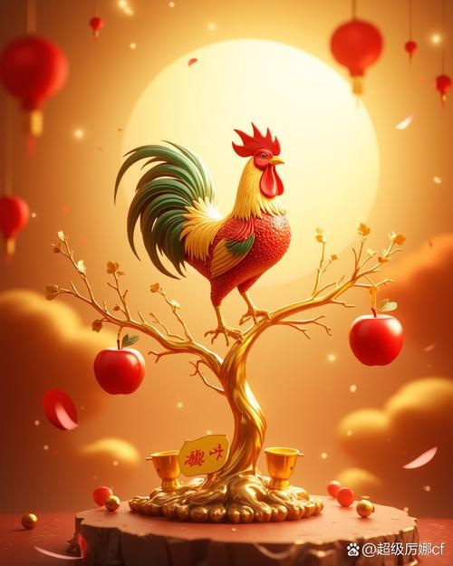 一轮红日映生肖—鸡插图