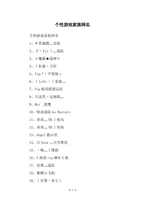 游戏家族名字的魅力，好听、独特且富有创意插图