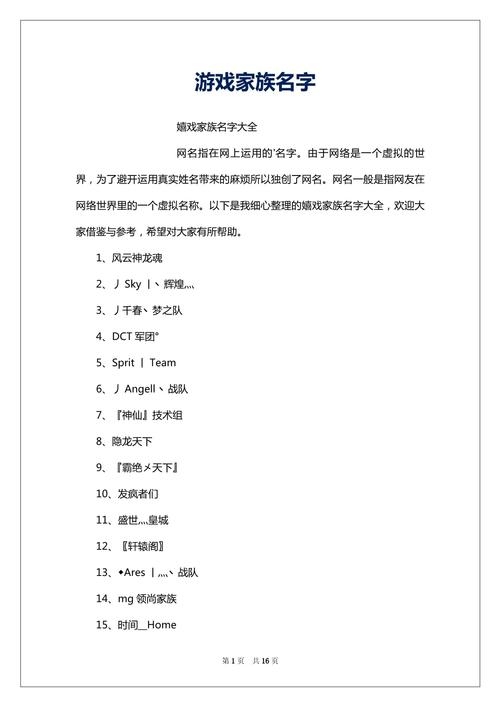 游戏家族名字前缀推荐插图