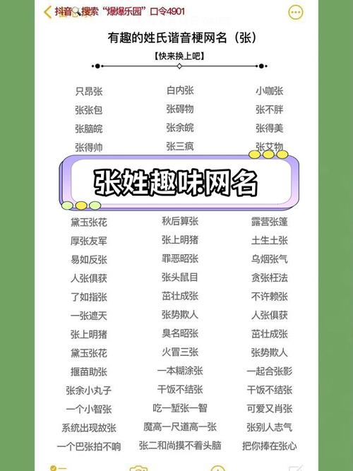 张姓网名趣多，有趣谐音、诗意雅致等，各网络社交圈常用 。插图