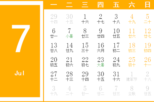 回顾与展望，2015年7月的日历-新乐天